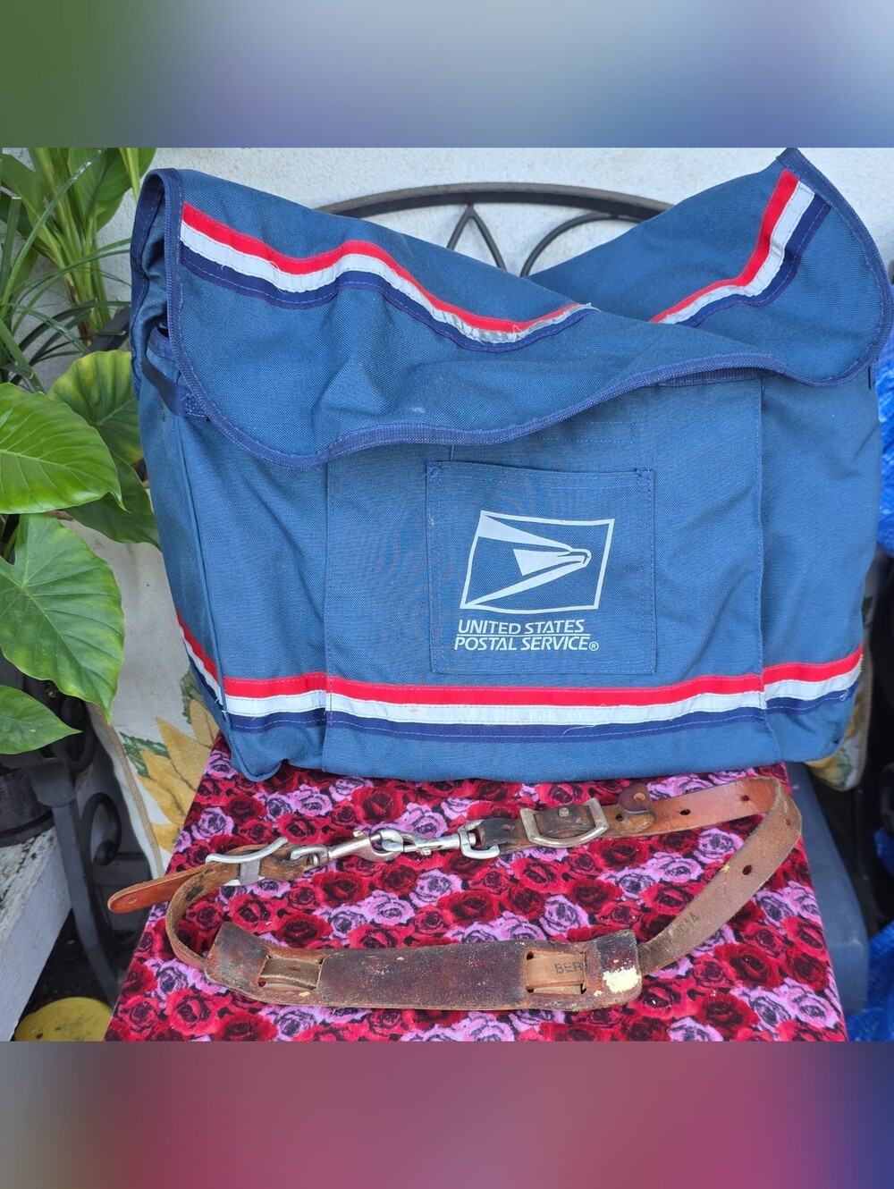 Vintage USPS Mail Carrier Canvas Satchel with Original Padded Leather Strap